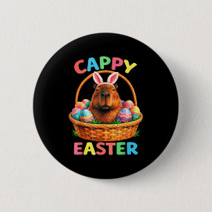 Rolig cappy påsk capybara kanin med ägg vår knapp