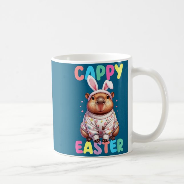 Rolig cappy påsk capybara meme glad påsk  kaffemugg (Höger)