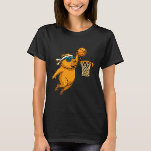 Rolig Capybara Basketboll Dunkande Djur Sport Gr T Shirt