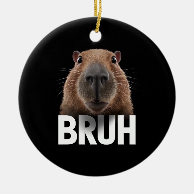 Rolig Capybara Bruh  Julgransprydnad Keramik (Framsidan)
