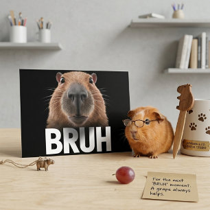 Rolig Capybara Bruh Meme Söt Djur Humor Vykort