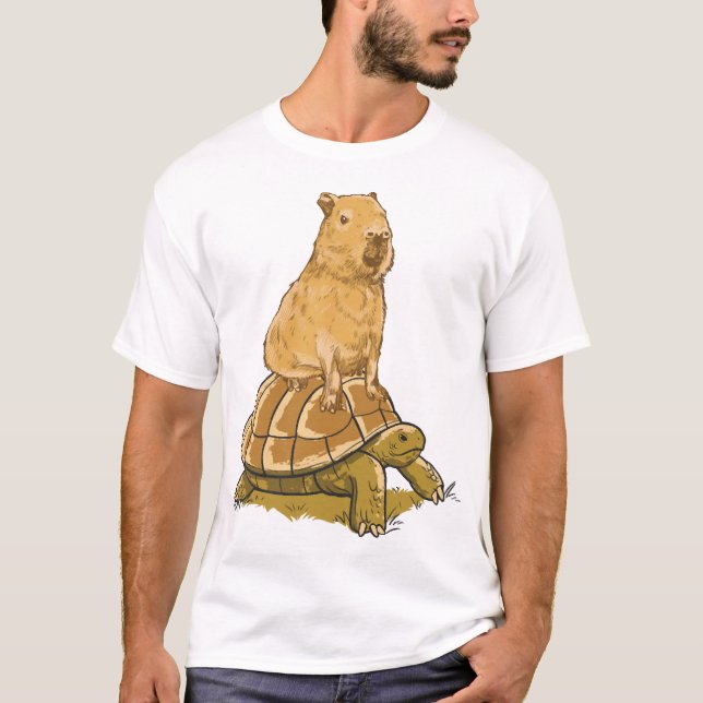 Rolig Capybara Djur Sköldpadda Söt Capybara T Shirt (Framsida)