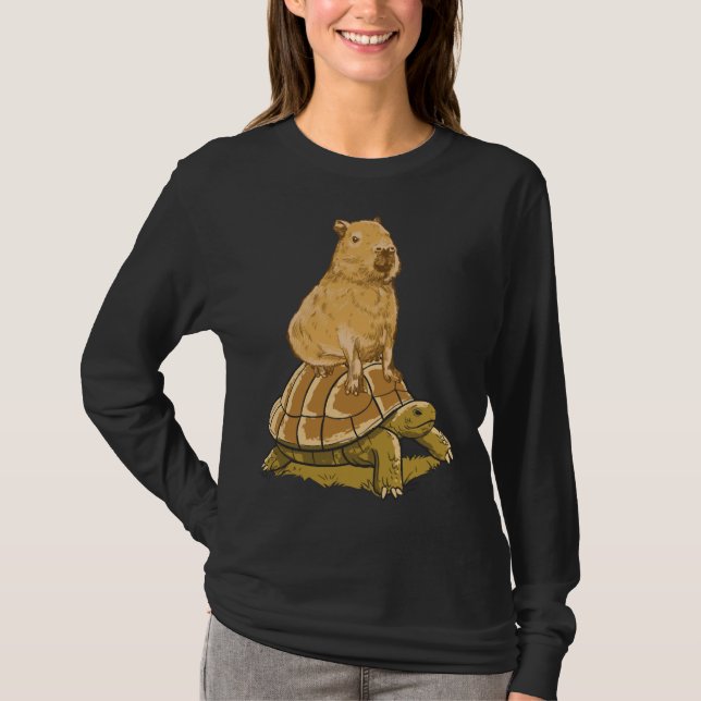 Rolig Capybara Djur Sköldpadda Söt Capybara T Shirt (Framsida)
