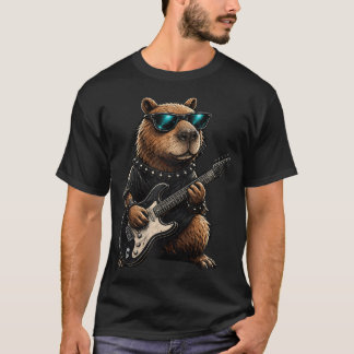 Rolig Capybara Elgitarr Humor Man T Shirt