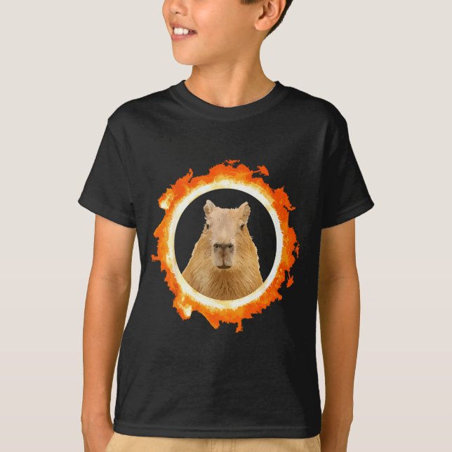 Rolig Capybara Förmörkelse Meme Sol Djur T Shirt (Framsida)