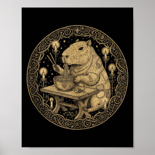 Rolig Capybara Gammal Värld Medeltida Ramen Fantas Poster