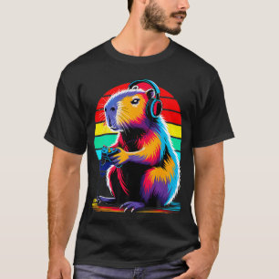 Rolig Capybara Gnagare Datorspelare T Shirt