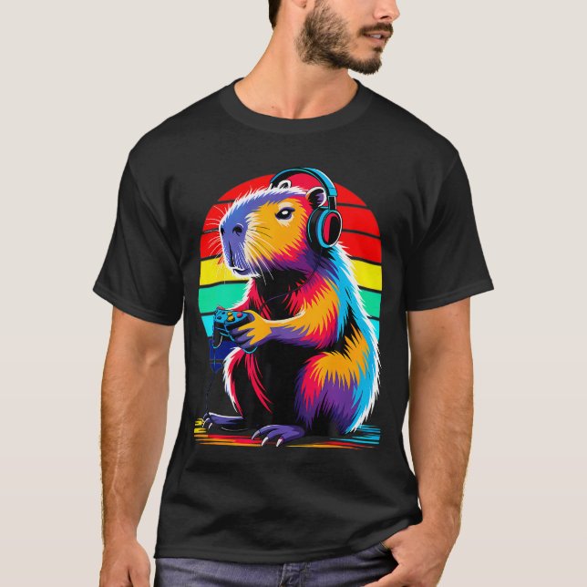 Rolig Capybara Gnagare  Datorspelare T Shirt (Framsida)