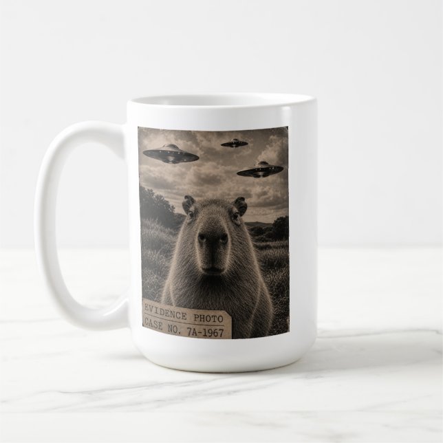 Rolig Capybara Grafisk T-shirt Alien kul Bevis Fot Kaffemugg (Vänster)