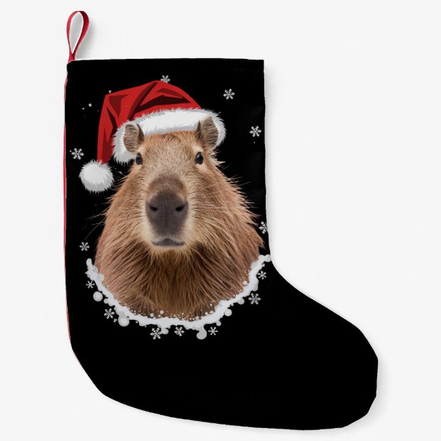 Rolig Capybara Jul  Liten Julstrumpa (Framsidan)