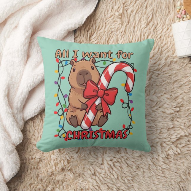 Rolig Capybara Julbelysningsfest Kudde (Filt)