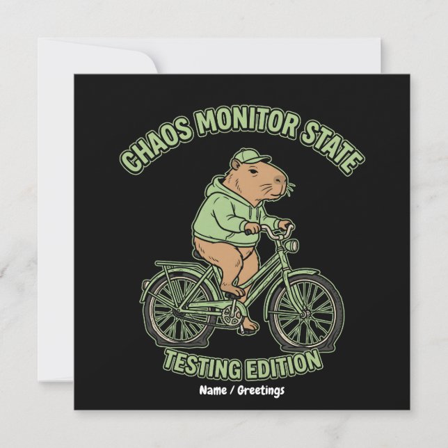 Rolig Capybara Kaos Monitor Status Testutgåva Inbjudningar (Framsida)