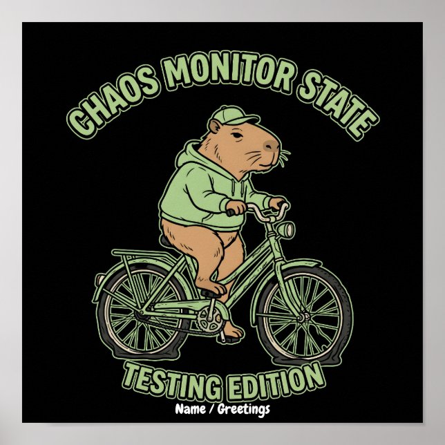 Rolig Capybara Kaos Monitor Status Testutgåva Poster (Framsidan)