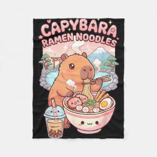 Rolig capybara nudel ramen kawaii capybara som äte fleecefilt