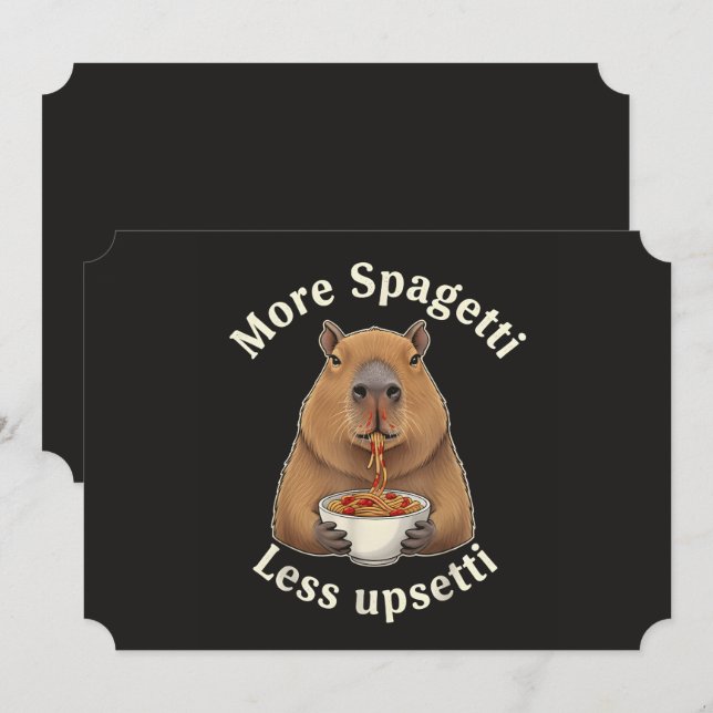 Rolig Capybara Spaghetti Puns - Mer Spaghetti Mind Inbjudningar (Fram/baksida)
