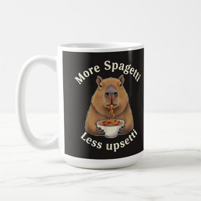 Rolig Capybara Spaghetti Puns - Mer Spaghetti Mind Kaffemugg (Vänster)