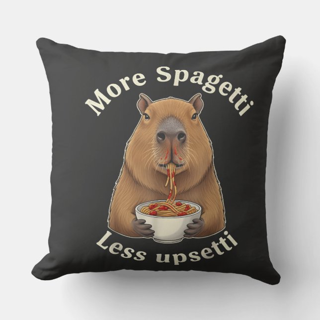 Rolig Capybara Spaghetti Puns - Mer Spaghetti Mind Kudde (Framsida)