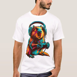 Rolig Capybara Spelare Spelande Videospel Grafik T Shirt