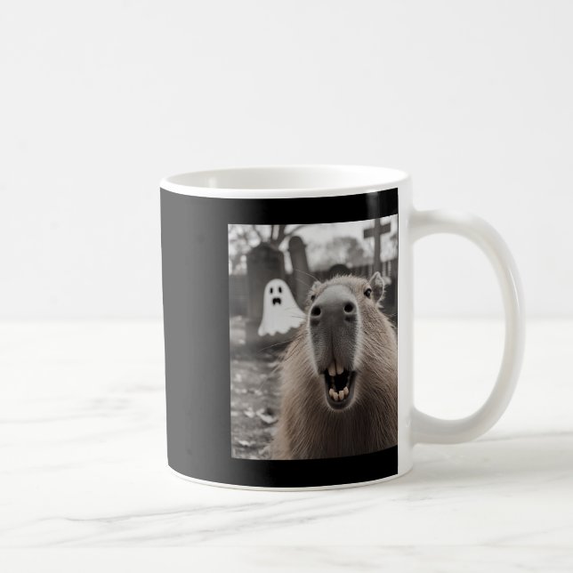 Rolig Capybara Spöke Halloween Kostym Capybara Ha Kaffemugg (Höger)
