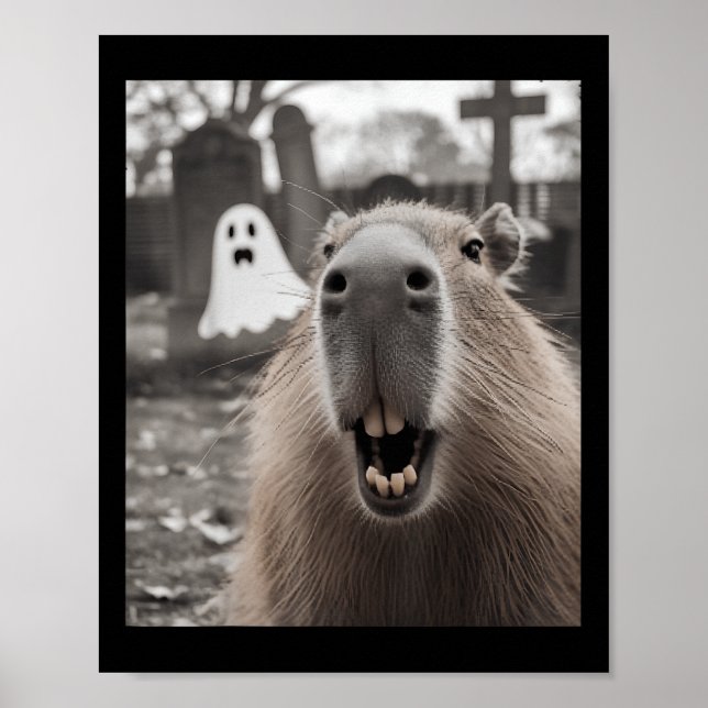 Rolig Capybara Spöke Halloween Kostym Capybara Ha Poster (Framsidan)