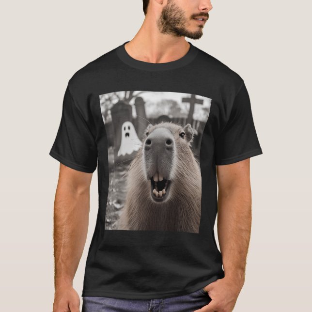 Rolig Capybara Spöke Halloween Kostym Capybara Ha T Shirt (Framsida)