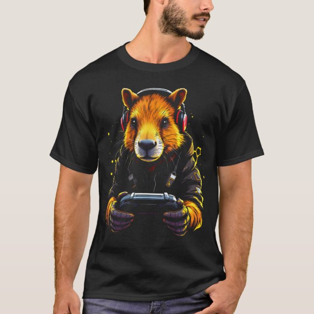 Rolig Capybara Tröja Gamepad Hörlurar Tv-Spel  (Framsida)