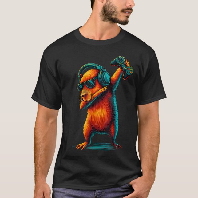 Rolig Capybara Videospel Capybara T Shirt (Framsida)