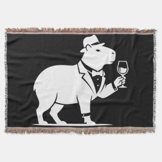 Rolig Capybara Vinglas Minimalistisk Modern Filt