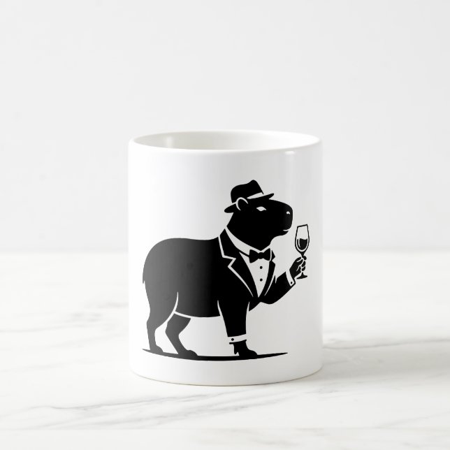 Rolig Capybara Vinglas Minimalistisk Modern Kaffemugg (Center)
