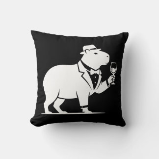 Rolig Capybara Vinglas Minimalistisk Modern Kudde