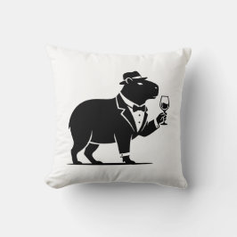 Rolig Capybara Vinglas Minimalistisk Modern Kudde