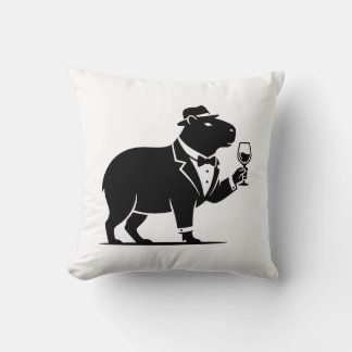 Rolig Capybara Vinglas Minimalistisk Modern Kudde