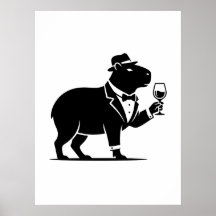 Rolig Capybara Vinglas Minimalistisk Modern