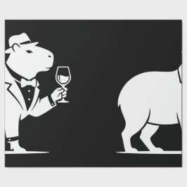 Rolig Capybara Vinglas Minimalistisk Modern Presentpapper