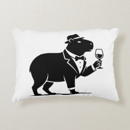 Rolig Capybara Vinglas Minimalistisk Modern Prydnadskudde