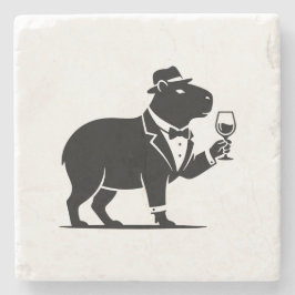 Rolig Capybara Vinglas Minimalistisk Modern Stenunderlägg