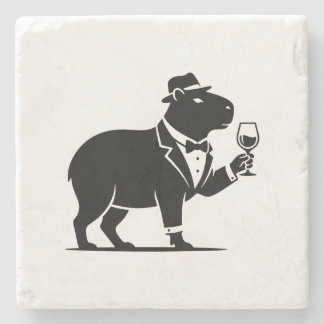Rolig Capybara Vinglas Minimalistisk Modern Stenunderlägg