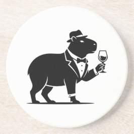 Rolig Capybara Vinglas Minimalistisk Modern Underlägg