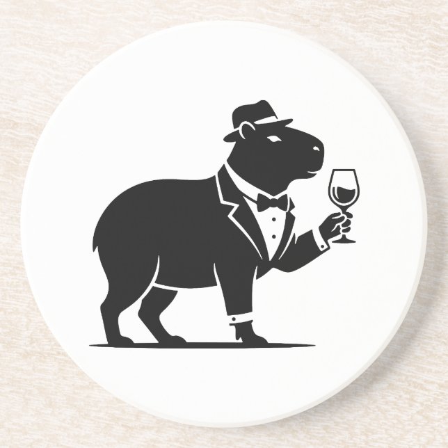 Rolig Capybara Vinglas Minimalistisk Modern Underlägg (Framsidan)