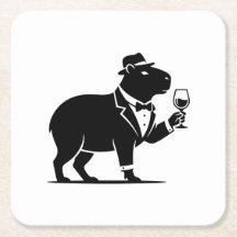 Rolig Capybara Vinglas Minimalistisk Modern
