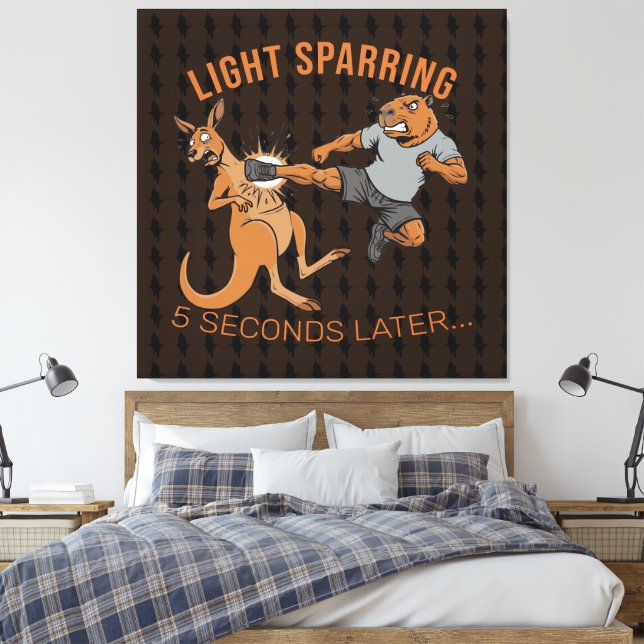 Rolig Capybara vs Kangaroo Lätt Sparring MMA Meme Canvastryck (Insitu (sovrum))