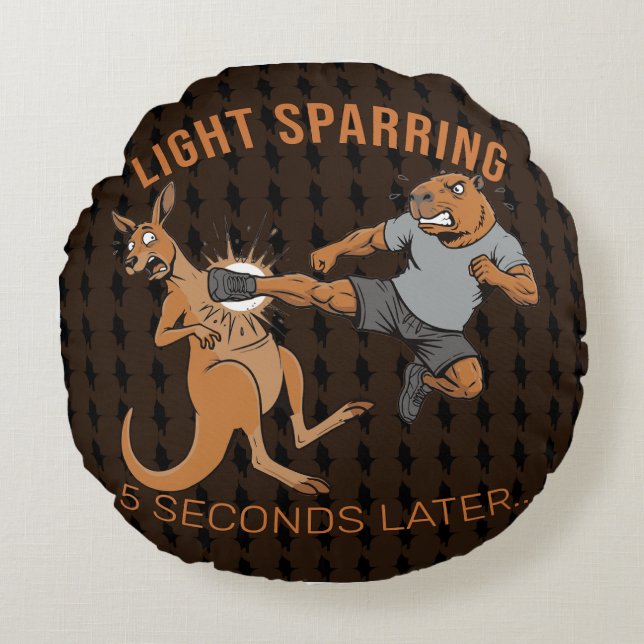 Rolig Capybara vs Kangaroo Lätt Sparring MMA Meme Rund Kudde (Framsidan)