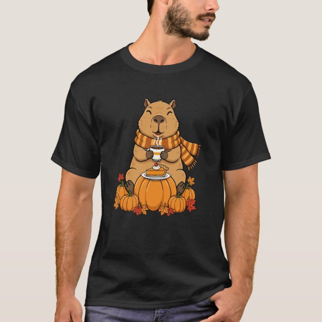 Rolig Capypara Kaffe Höst Tacksgiving Kvinnor M T Shirt (Framsida)