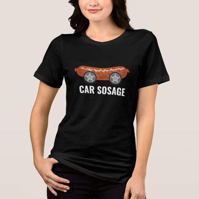 Rolig Car Sosage Meme T Shirt (Framsida)