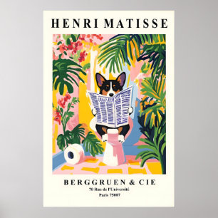 Rolig Cardigan Corgi Konst - Hund på Toalett Badru Poster