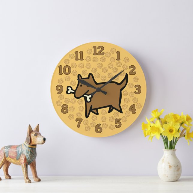 Rolig Cartoon Hund Väggklocka (Bright and cute cartoon dog  wall clock for animal lovers.)