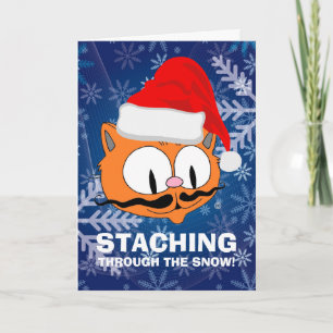 Rolig Cartoon Mustasch Katt Jul Kort