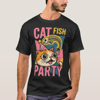 Rolig Cartoonfest För Kattfiskar T Shirt