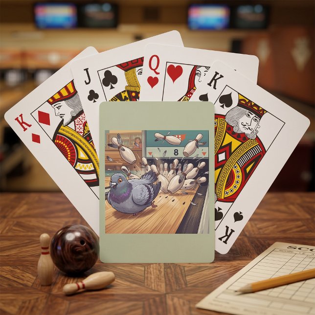 Rolig Cartoonkonst för Duva Bowling Strike Casinokort (Skapare uppladdad)