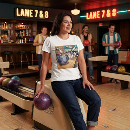 Rolig Cartoonkonst för Duva Bowling Strike T Shirt